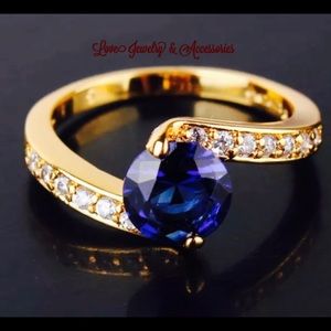 Sale✂️❗️24k gold plated blue sapphire party ring